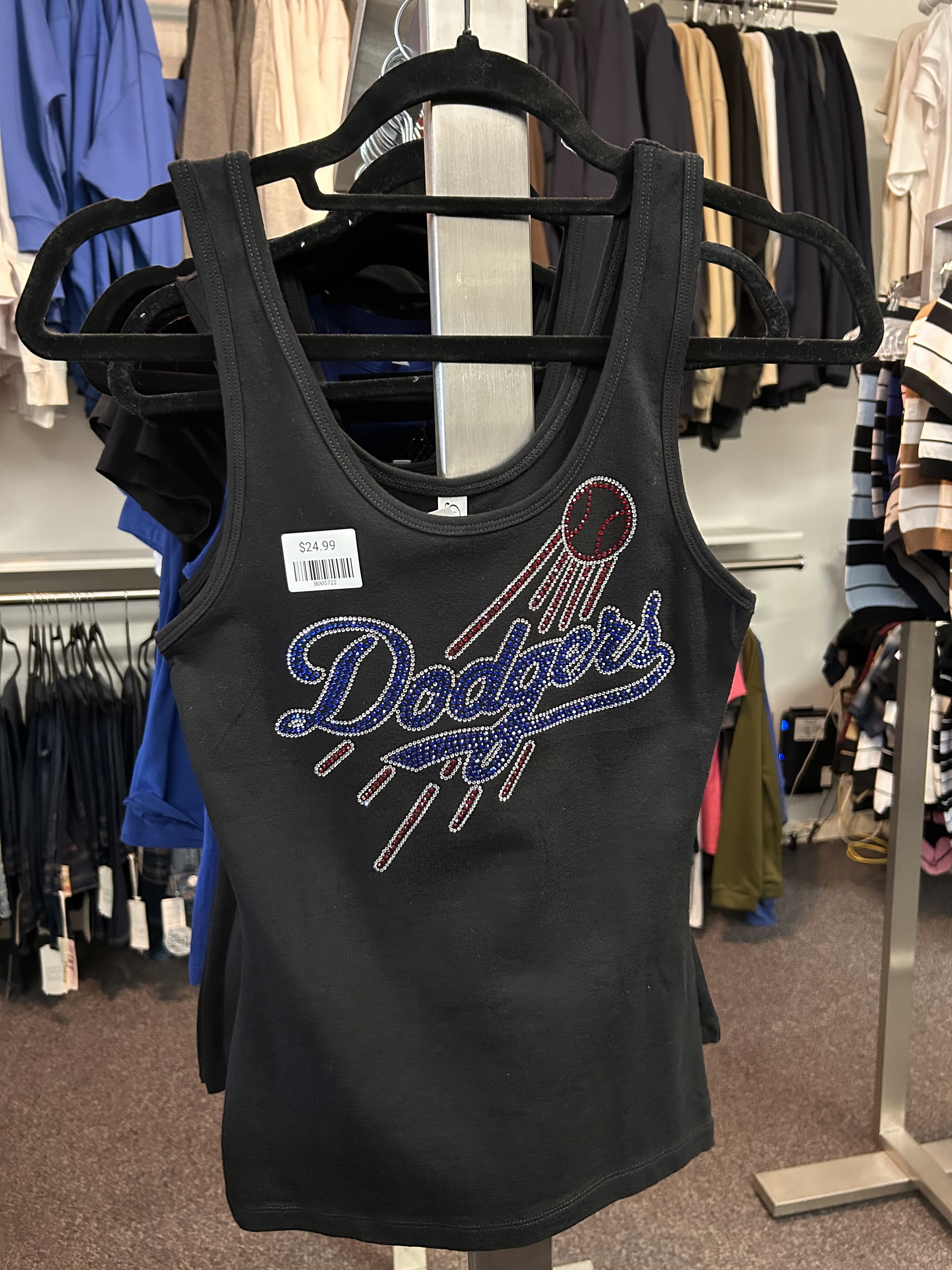 LA Dodgers Rhinestone Tank Top - Black