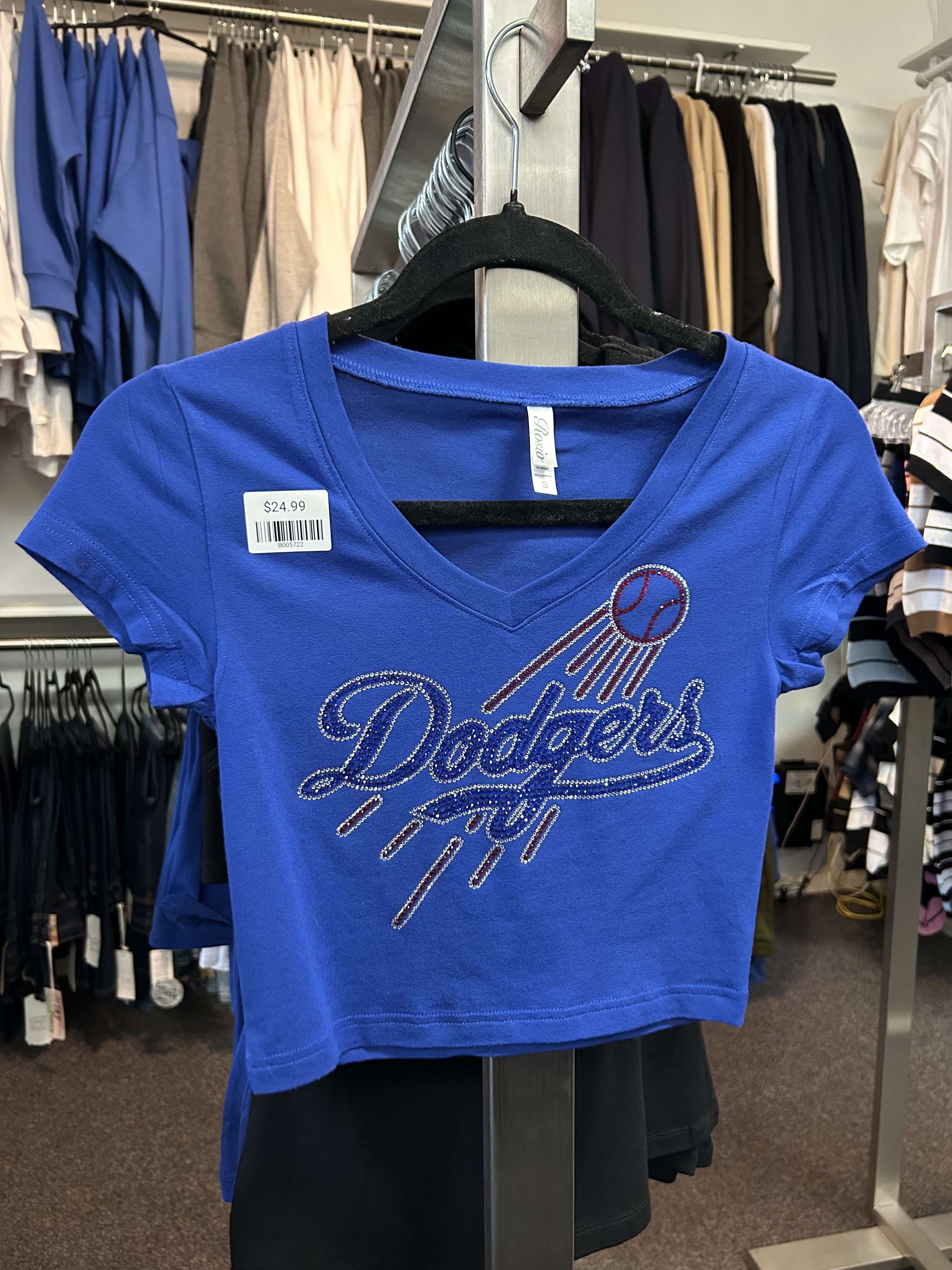 LA Dodgers Crop Top Shirt - Blue