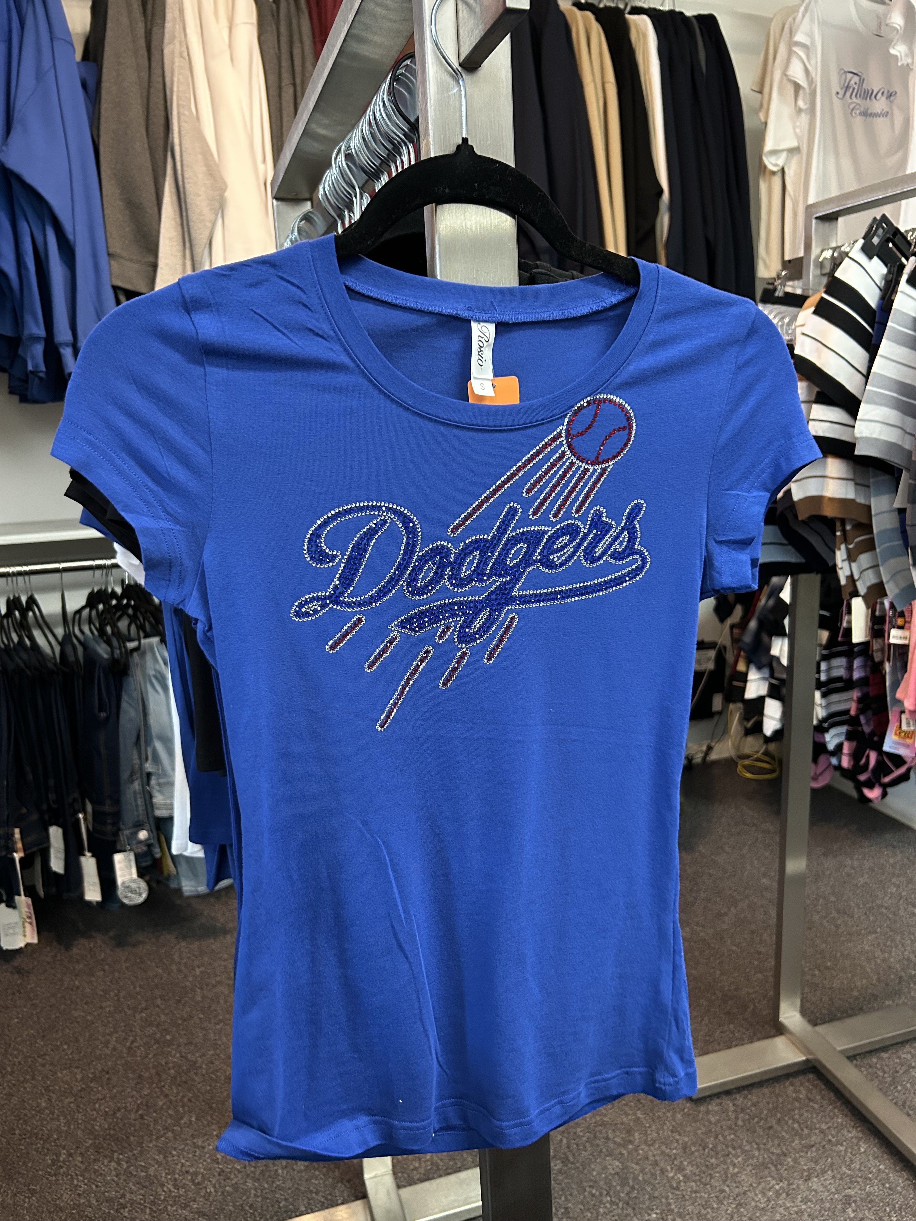 LA Dodgers Rhinestone T Shirt - Blue