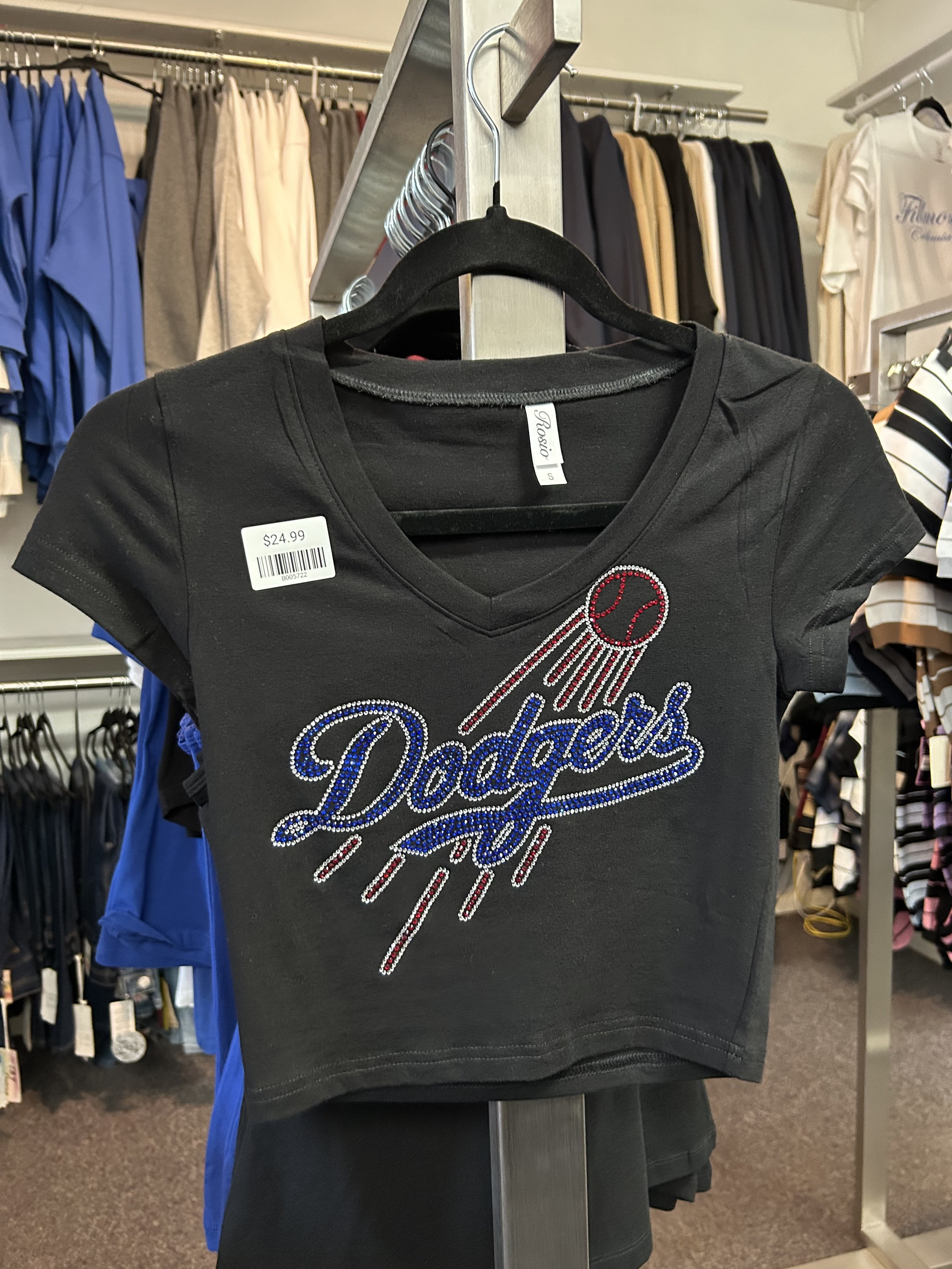 LA Dodgers Crop Top Shirt - Black