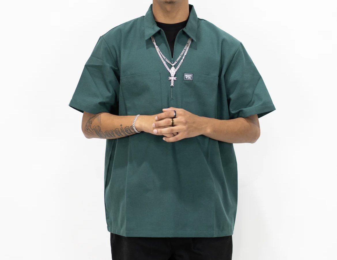 FB County Checker Zip Shirt - Green