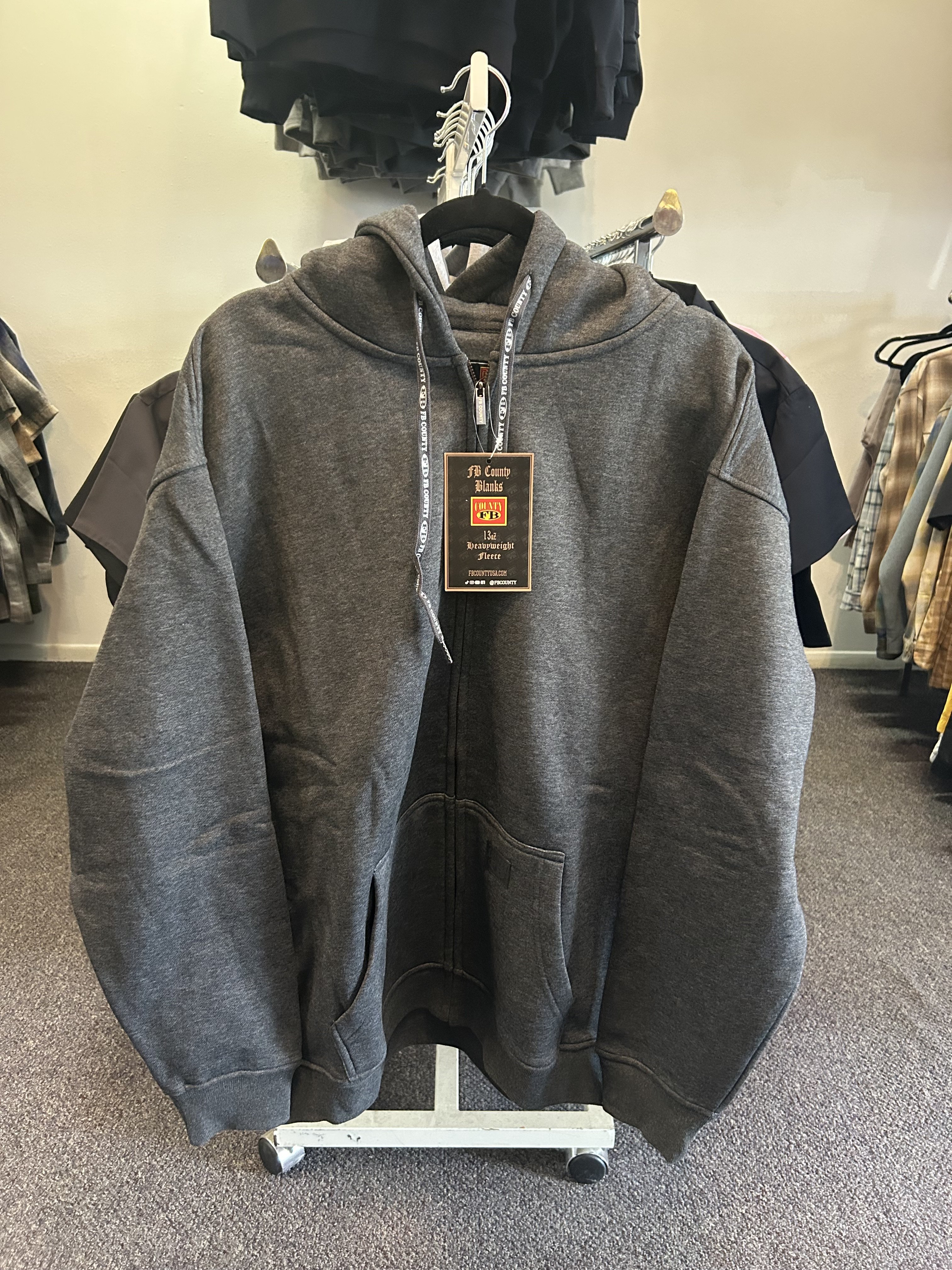 FB County Heavyweight Zip Hoodie - Charcoal
